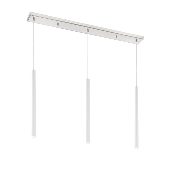 Z-Lite Forest 3 Light Island/Billiard - 46 in x 24 in - Brushed Nickel/Matte White