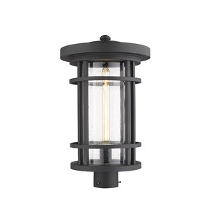 Z-Lite Jordan 1 Light Outdoor Post Mountable Fixture - 12-in x 20.25-in - Black/Seedy Glass