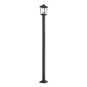 Z-Lite Beacon 2 Light Outdoor Post Mounted Fixture - 9.5-in x 104.5-in - Black/Clear Glass