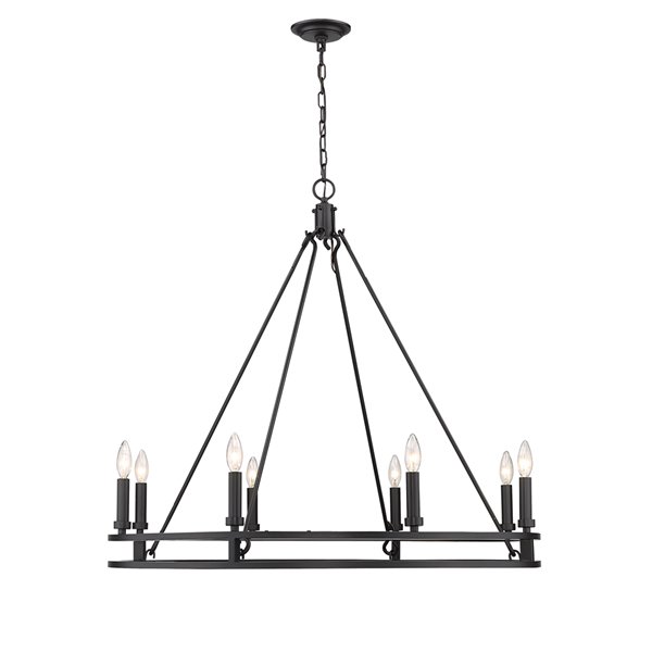 Z-Lite Dennison 8 Light Chandelier - 36-in x 32.75-in - Matte Black