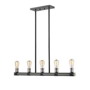 Luminaire pour îlot/billard Kirland de Z-Lite à 5 lumières, 36 po, Ashen Barnboard