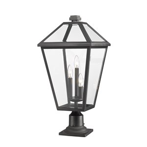 Z-Lite Talbot 3 Light Outdoor Pier Mountable Fixture - 12.25-in x 26.25-in - Black/Clear Glass