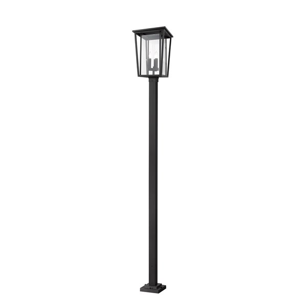 Z-Lite Seoul 3 Light Outdoor Post Mounted Fixture - 14-in x 117.25-in - Black/Clear Glass