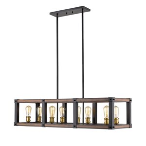 Luminaire pour îlot/billard Kirland de Z-Lite à 8 lumières, 44 po, acajou rustique