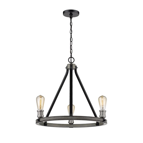 Z-Lite Kirkland 3 Light Chandelier - 20-in - Ashen Barnboard 472