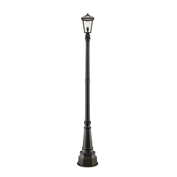 Z-Lite Talbot 1 Light Outdoor Post Mounted Fixture - 14.75-in x 96.75-in - Rubbed Bronze/Seedy Glass