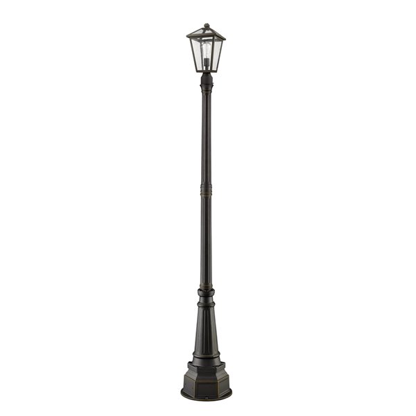 Z-Lite Talbot 1 Light Outdoor Post Mounted Fixture - 14.75-in x 96.75-in - Rubbed Bronze/Seedy Glass
