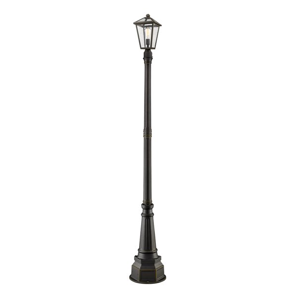Z-Lite Talbot 1 Light Outdoor Post Mounted Fixture - 14.75-in x 96.75-in - Rubbed Bronze/Seedy Glass