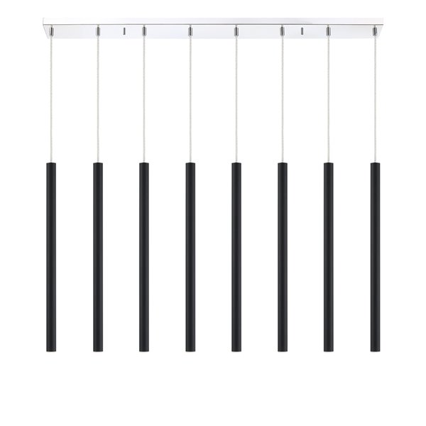 Z-Lite Forest 8 Light Island/Billiard - 44.25 in x 24 in - Chrome/Matte Black