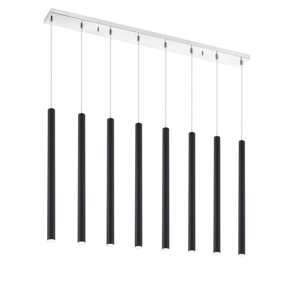 Z-Lite Forest 8 Light Island/Billiard - 44.25 in x 24 in - Chrome/Matte Black