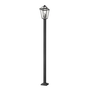 Z-Lite Talbot 3 Light Outdoor Post Mounted Fixture - 12.25-in x 117.75-in - Black/Clear Glass