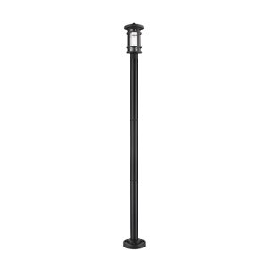 Luminaire à 1 ampoule d'extérieur Jordan de Z-Lite monté sur poteau, 9 po x 88,25 po, noir/verre texturé