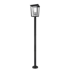 Z-Lite Seoul 3 Light Outdoor Post Mounted Fixture - 14-in x 97.25-in - Black/Clear Glass