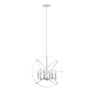 Z-Lite Cavallo 6 Light Chandelier - 24-in - Hammered White/Brushed Nickel