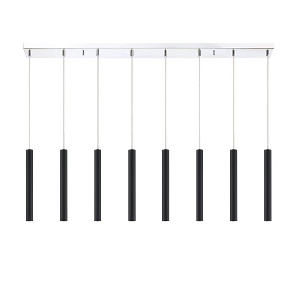 Z-Lite Forest 8 Light Island/Billiard - 44.25 in x 12 in - Chrome/Matte Black