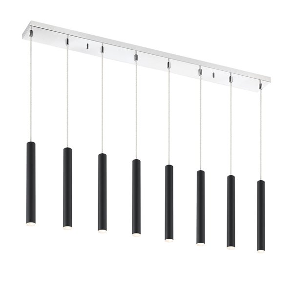 Z-Lite Forest 8 Light Island/Billiard - 44.25 in x 12 in - Chrome/Matte Black