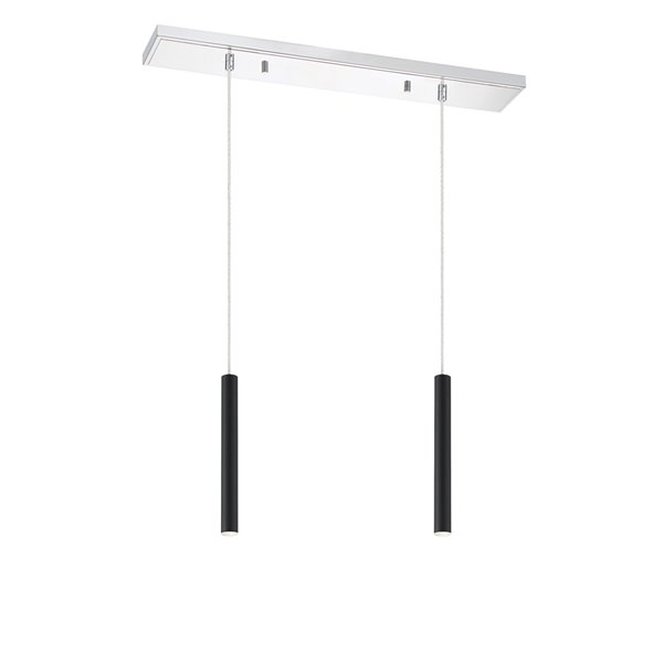 Z-Lite Forest 2 Light Island/Billiard - 30 in x 12 in - Chrome/Matte Black