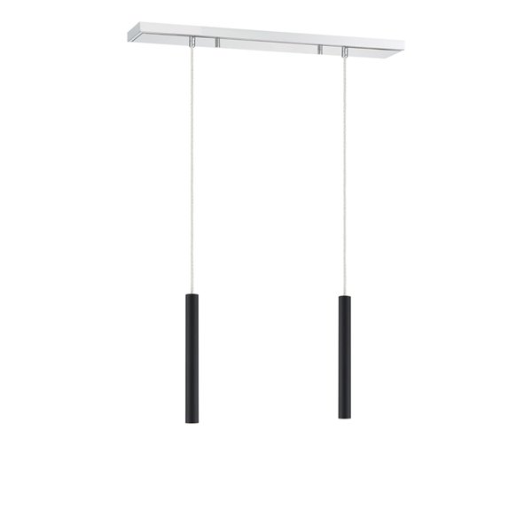 Z-Lite Forest 2 Light Island/Billiard - 30 in x 12 in - Chrome/Matte Black