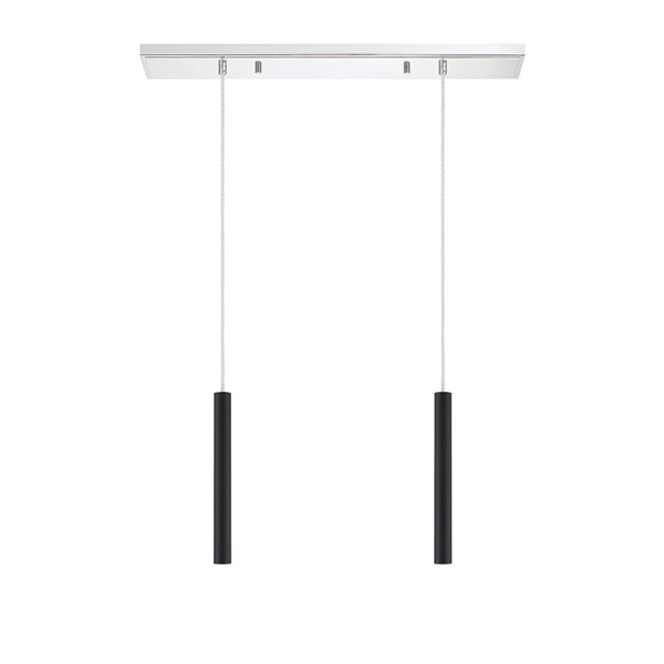 Z-Lite Forest 2 Light Island/Billiard - 30 in x 12 in - Chrome/Matte Black