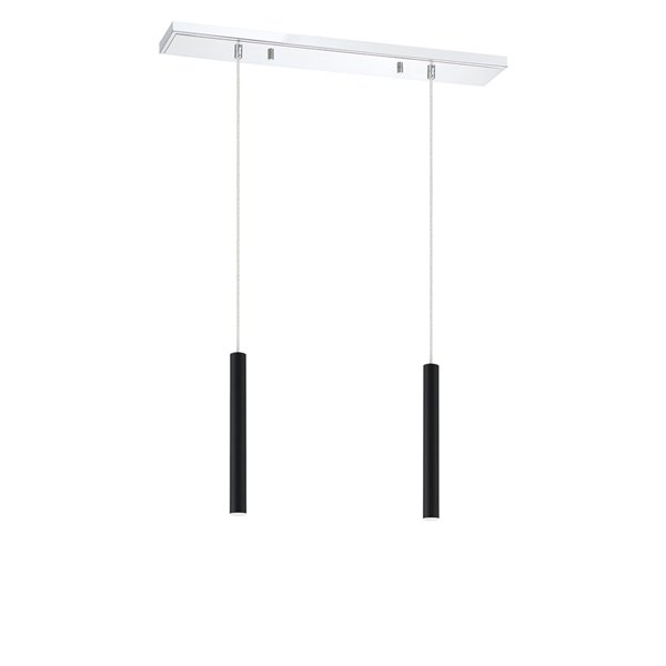 Z-Lite Forest 2 Light Island/Billiard - 30 in x 12 in - Chrome/Matte Black