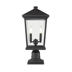 Z-Lite Beacon 2 Light Outdoor Pier Mountable Fixture - 9.5-in x 21.5-in - Black/Clear Glass