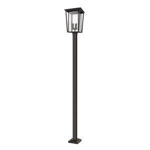 Z-Lite Seoul 3 Light Outdoor Post Mounted Fixture - 14-in x 117.25-in - Rubbed Bronze/Clear Glass