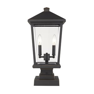 Z-Lite Beacon 2 Light Outdoor Pier Mountable Fixture - 9.5-in x 22-in - Rubbed Bronze/Clear Glass