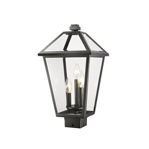 Z-Lite Talbot 3 Light Outdoor Post Mountable Fixture - 10-in x 19-in - Black/Clear Glass