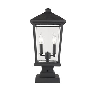 Z-Lite Beacon 2 Light Outdoor Pier Mountable Fixture - 9.5-in x 22-in - Black/Clear Glass
