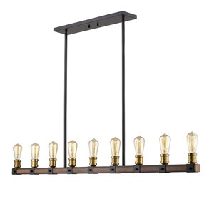 Luminaire pour îlot/billard Kirland de Z-Lite à 9 lumières, 56 po, acajou rustique