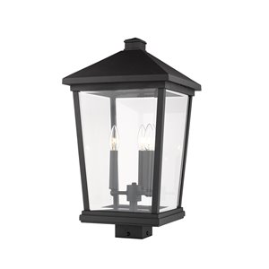 Z-Lite Beacon 3 Light Outdoor Post Mountable Fixture - 12-in x 22.25-in - Black/Clear Glass