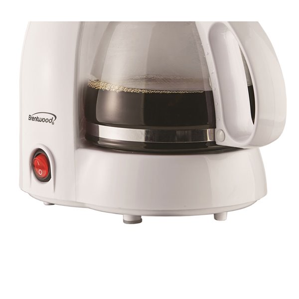 Brentwood 4 Cup Coffee Maker - Warming plate and reusable filter - White