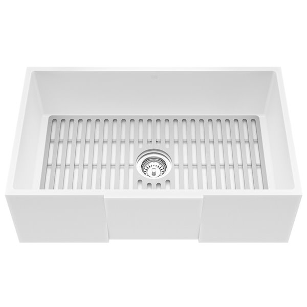 VIGO Farmhouse Kitchen Sink 30" in Matte White with Drain