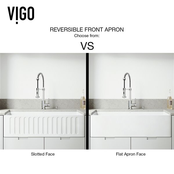 VIGO Farmhouse Kitchen Sink in Matte White with Drain 36in