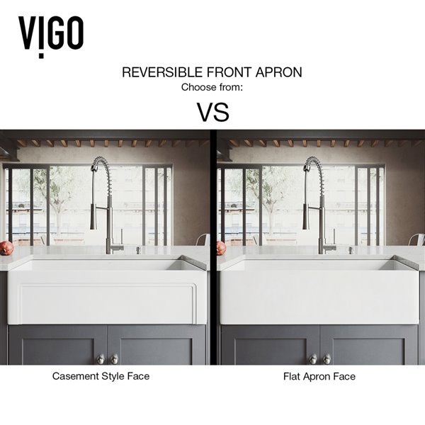 VIGO Farmhouse Kitchen Sink in Matte White with Drain - 36-in