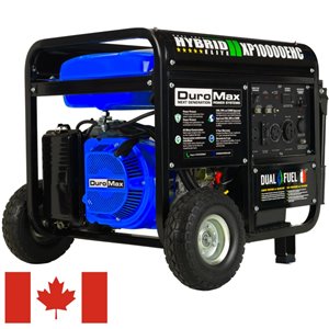 Génératrice portative bicarburant à démarrage électrique de DuroMax, 18 hp, 10 000 Watts