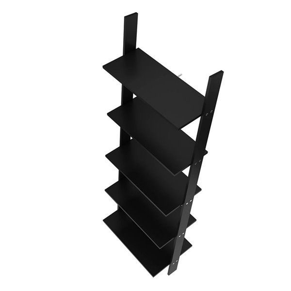 Manhattan Comfort Cooper Ladder Bookcase - 24.8-in x 72.04-in - Black