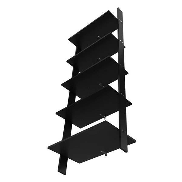 Manhattan Comfort Cooper Ladder Bookcase - 24.8-in x 72.04-in - Black