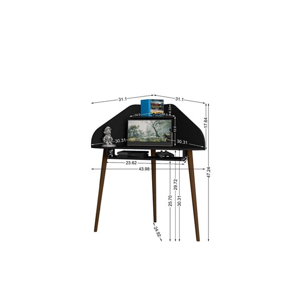Manhattan Comfort Bradley Floating Corner Desk 43.98in Black