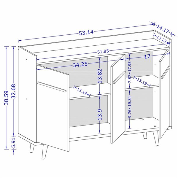 Manhattan Comfort Bradley Buffet - 53.54-in - White