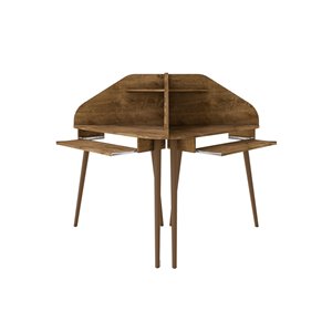 Manhattan Comfort Bradley Cubicle Section Desk - 62.62-in - Rustic Brown - 2-Piece