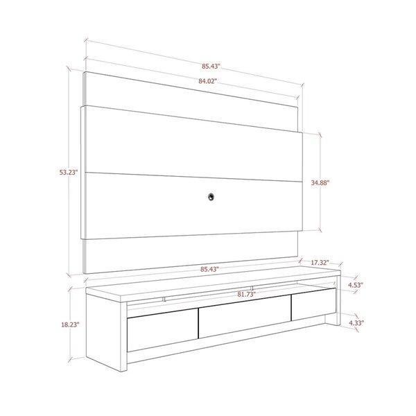 Manhattan Comfort Lincoln TV Stand - 85.43-in x 71.73-in - Off-White/Cinnamon Brown