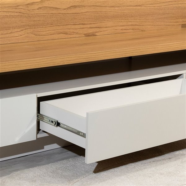 Manhattan Comfort Lincoln TV Stand - 85.43-in x 71.73-in - Off-White/Cinnamon Brown