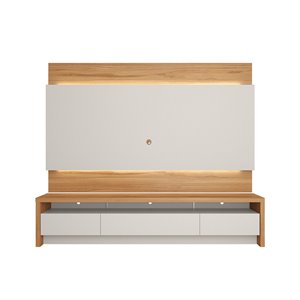 Manhattan Comfort Lincoln TV Stand - 85.43-in x 71.73-in - Off-White/Cinnamon Brown