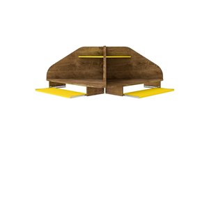 Manhattan Comfort Bradley Floating Cubicle Desk - 62.62-in - Rustic Brown/Yellow - 2-Piece