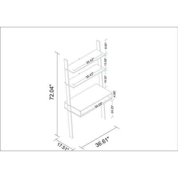 Manhattan Comfort Cooper Ladder Desk - 36.61-in - Black