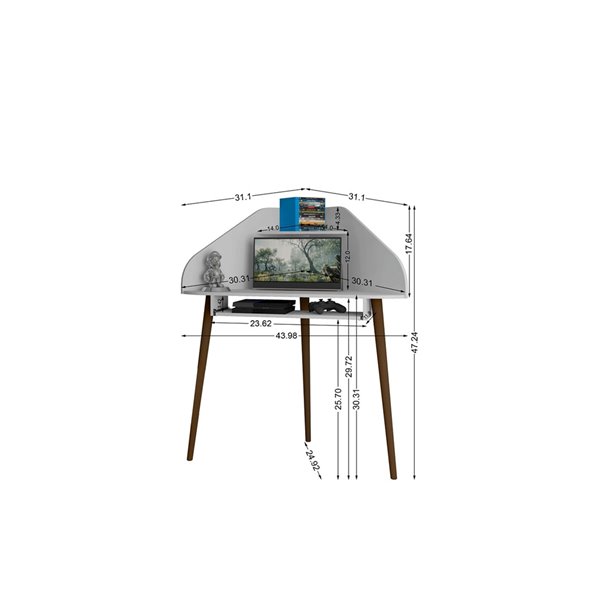 Manhattan Comfort Bradley Floating Cubicle Desk - 62.62-in - White - 2-Piece