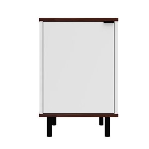 Manhattan Comfort Mosholu Nightstand - 14.96-in - White/Nut Brown