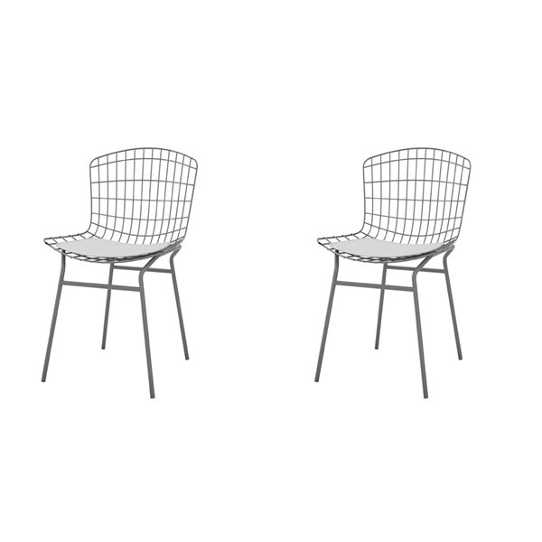 Manhattan Comfort Madeline Chair with Seat Cushion in Charcoal Grey and Black