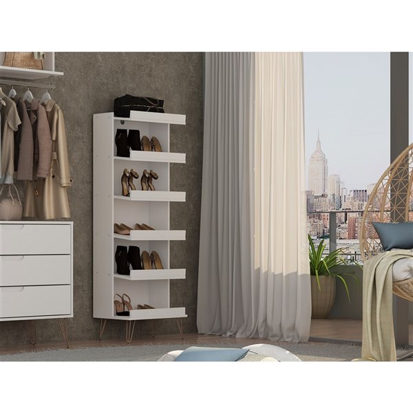 Manhattan Comfort Rockefeller Shoe Storage Rack - 59.72-in - White